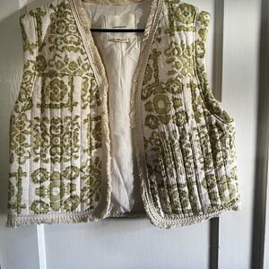 Anthropologie Cream Textured Vest